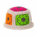 Floral crochet Faux fur bucket hat