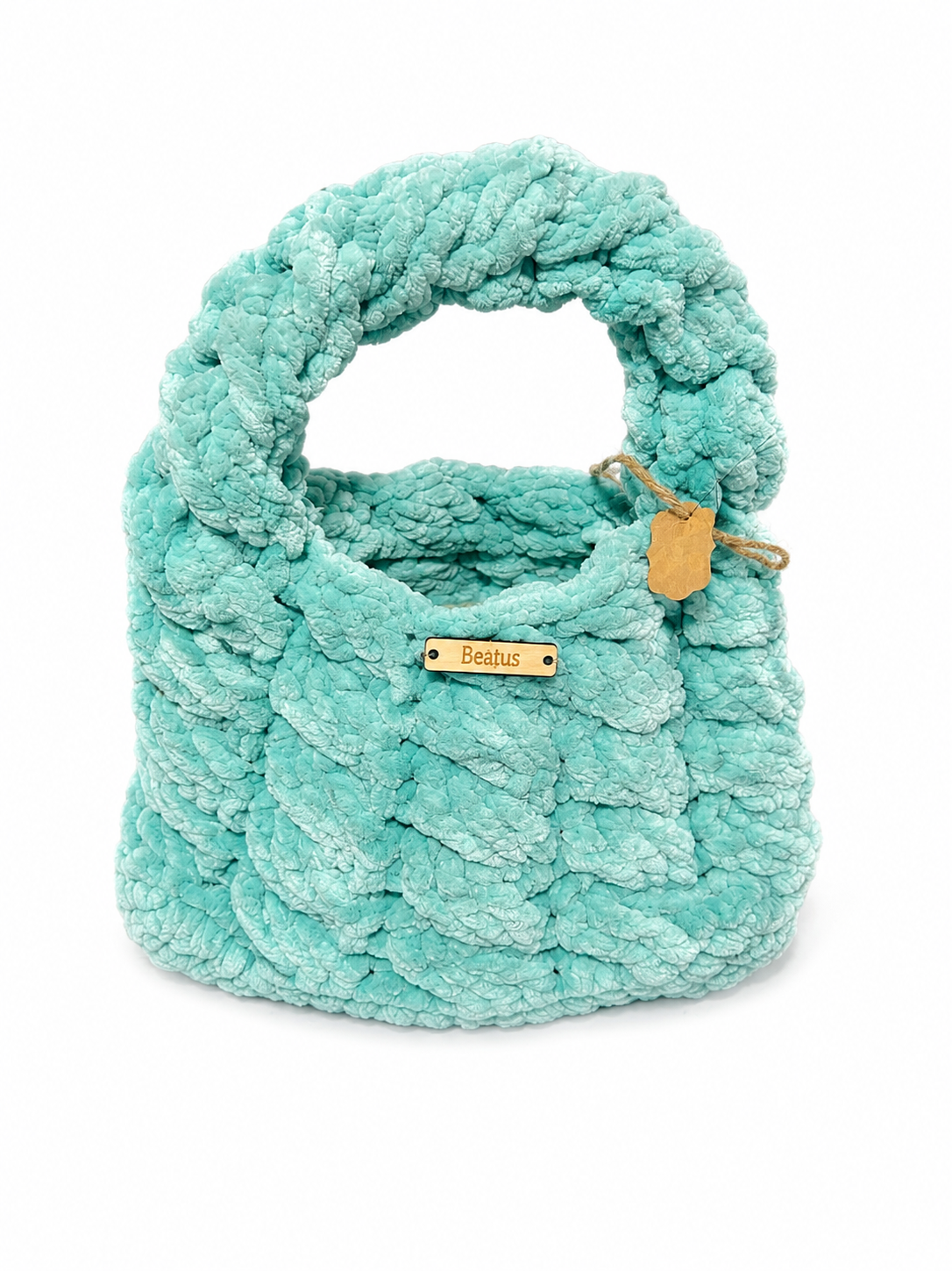 Velvet crochet shoulder bag