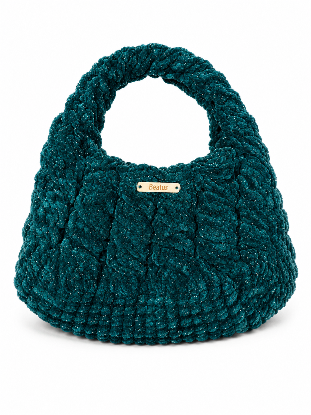 Velvet crochet shoulder bag