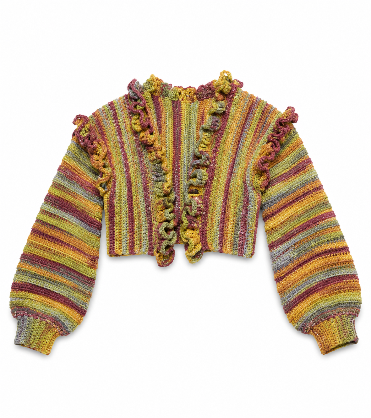 Ruffle trim cropped cardigan