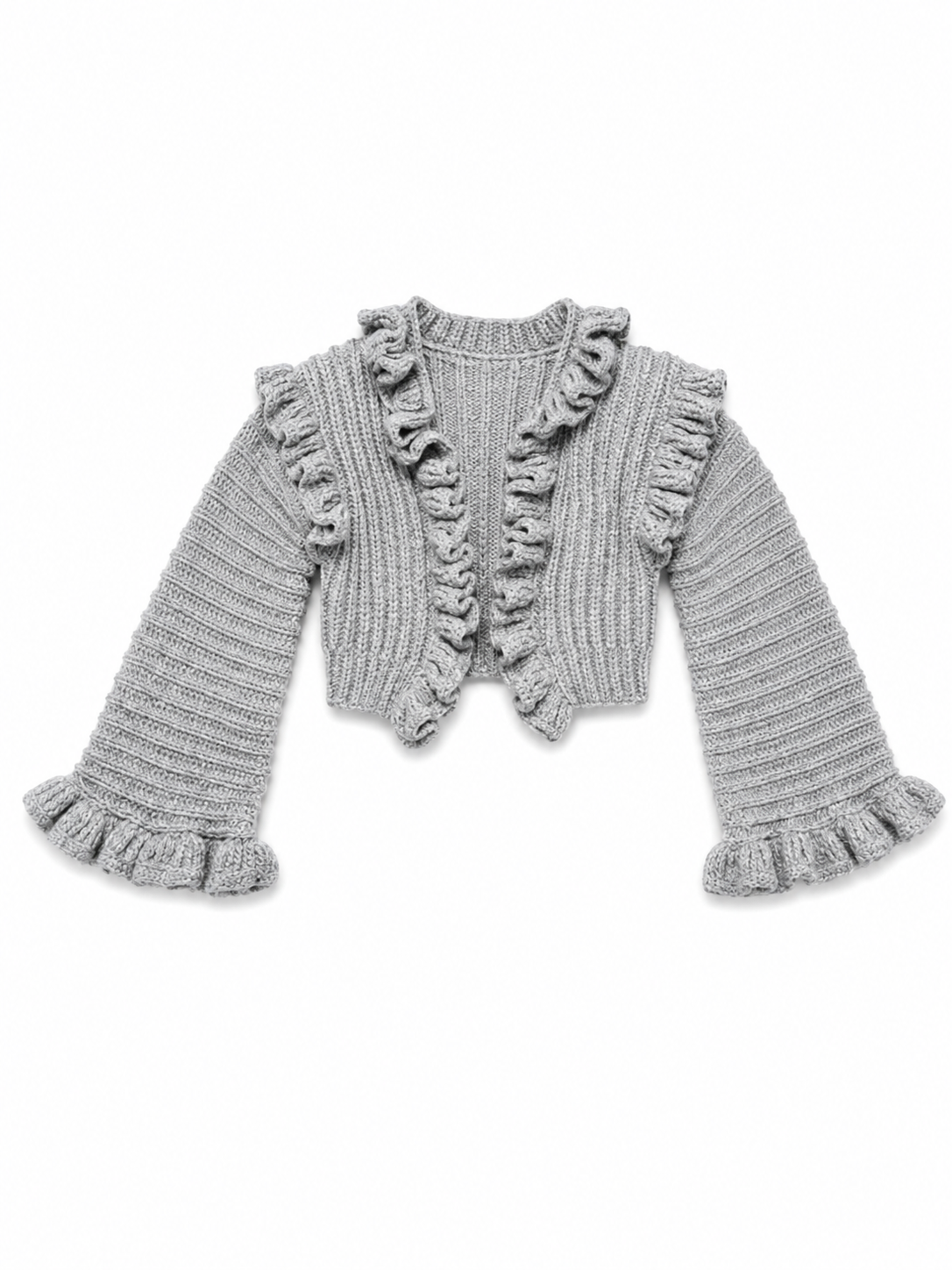 Ruffle trim cropped cardigan