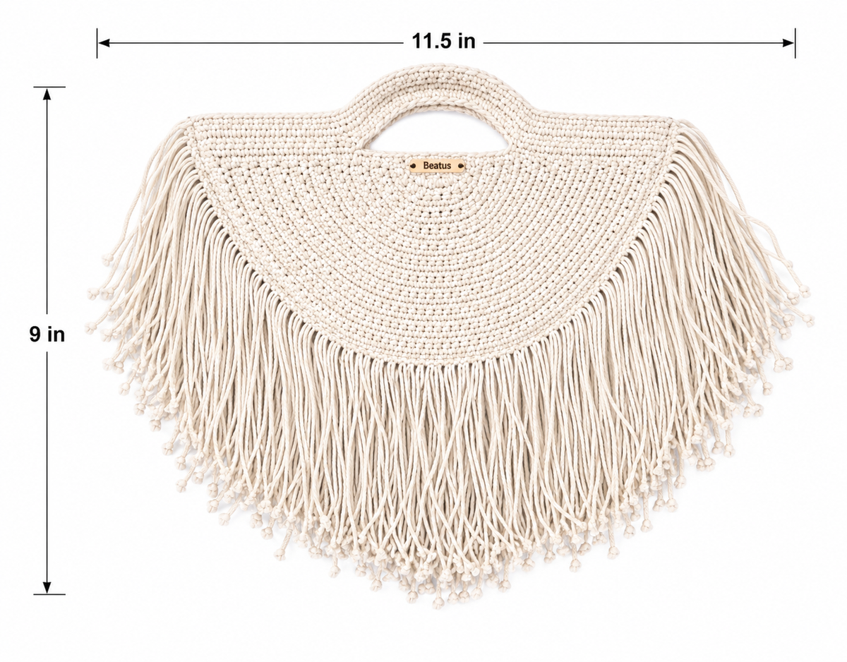 Half moon crochet fringe bag