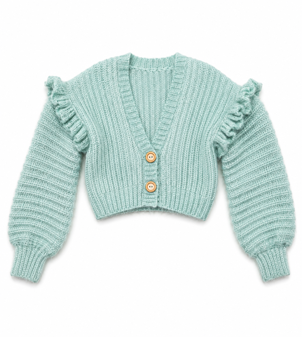 Ruffle sleeve cropped cardigan