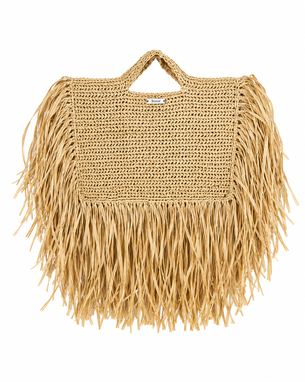 Beatus Raffia Fringe Tote