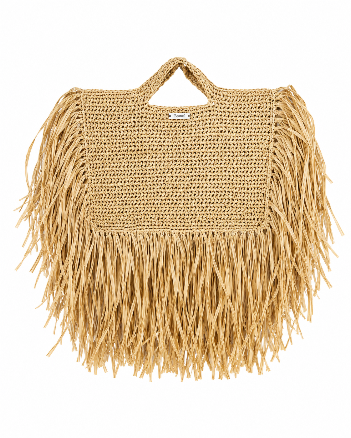 Beatus Raffia Fringe Tote