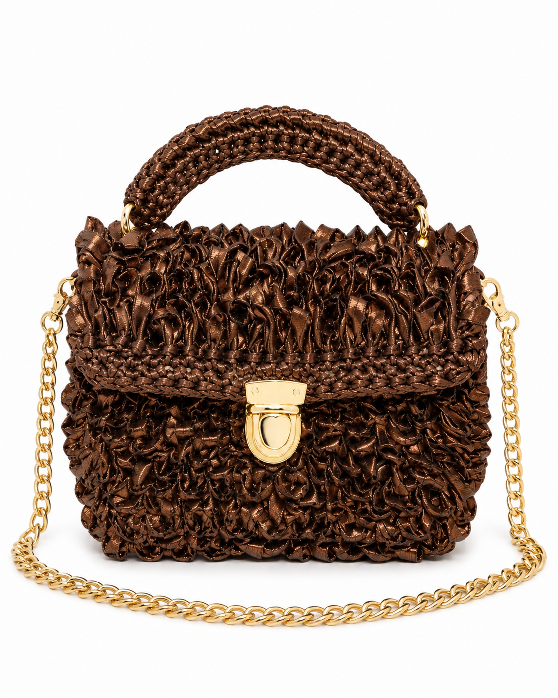 Bronze crossbody crochet bag